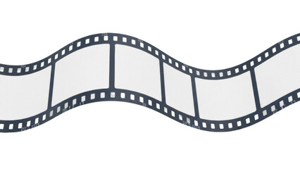 Film strip PNG isolated on transparent background, retro movie roll with empty frames for photo album or vintage cinema design