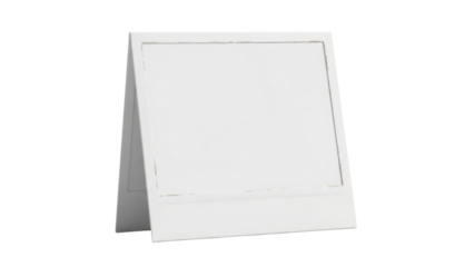 Blank table tent card isolated PNG on transparent background, mockup for restaurant menu or advertising display