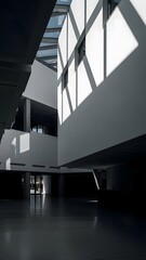 Fototapeta premium Man Measuring with Yellow Tape Measure in Modern Architecture