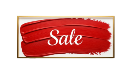 Red paint stroke with Sale text isolated PNG on transparent background, promotional design element for marketing and advertising
