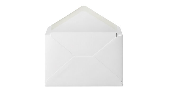 Open white envelope isolated PNG on transparent background, blank stationery for sending letters and invitations, mailing and correspondence