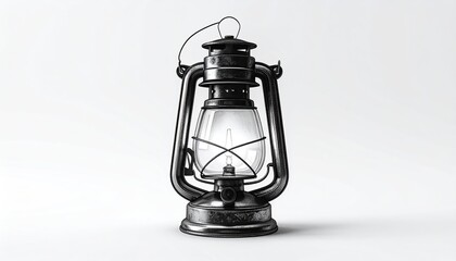 Classic oil lantern with a glass globe, isolated on white backdrop