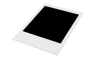Blank polaroid frame PNG isolated on transparent background, instant photo mockup for memories and creative projects, retro style