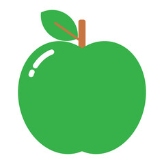 Green apple fruit icon flat cartoon illustration isolated on transparent background.