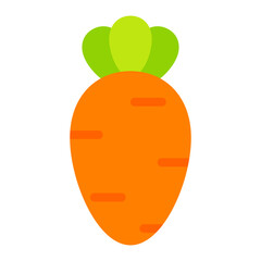 Simple carrot icon flat cartoon vegetable illustration isolated on transparent background.