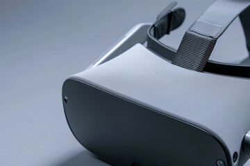 Close-Up VR Headset in Cool Gray Palette with Modern Minimal Design and Clean Studio Shadows