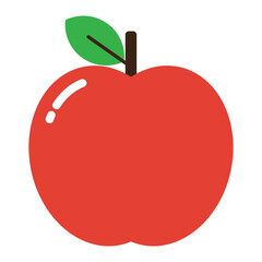 Red apple fruit icon with leaf isolated on transparent background.