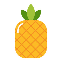 Pineapple fruit icon with green leaves isolated on transparent background.