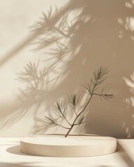 Minimal Beige Christmas Pedestal with Elegant Decor