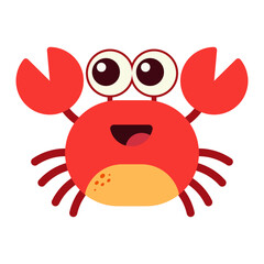 Cute red crab cartoon character with big eyes isolated on transparent background.

