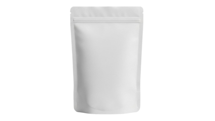 Blank stand-up pouch mockup isolated PNG, flexible packaging for food, snack, coffee, tea, or pet food on transparent background