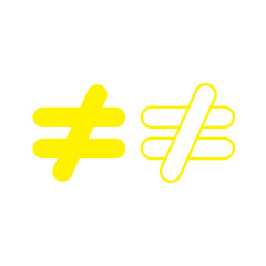 Fototapeta premium Unequal Symbol Icon for Mathematics and Comparison