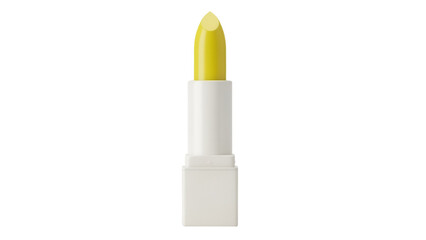 Yellow lipstick isolated PNG on transparent background, beauty product for makeup and cosmetics use, vibrant color for fashion
