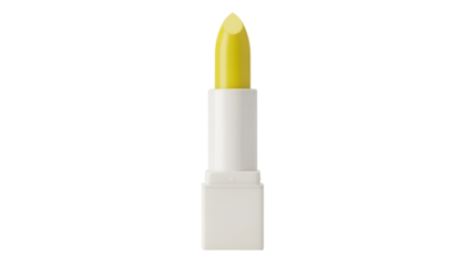 Yellow lipstick isolated PNG on transparent background, beauty product for makeup and cosmetics use, vibrant color for fashion