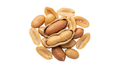 Pile of peanuts isolated PNG, shelled and unshelled nuts on transparent background, healthy snack and ingredient