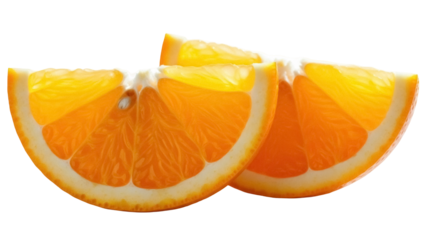 Vibrant orange slices PNG isolated on transparent background, juicy citrus fruit for healthy eating and refreshing summer drinks