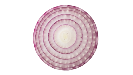 Sliced red onion PNG isolated on transparent background, fresh vegetable ingredient for cooking and healthy eating