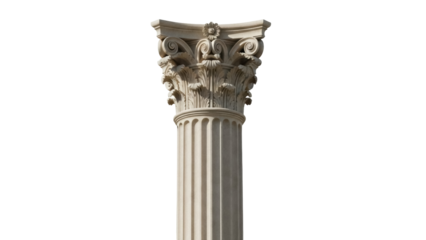 Ornate column capital isolated PNG on transparent background, architectural element for building design and historical projects