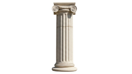 Ancient Greek column isolated PNG on transparent background, classical architecture element for historical designs and educational projects