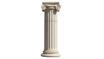 Ancient Greek column isolated PNG on transparent background, classical architecture element for historical designs and educational projects