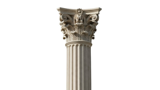 Ornate column capital isolated PNG on transparent background, architectural element for building design and historical projects