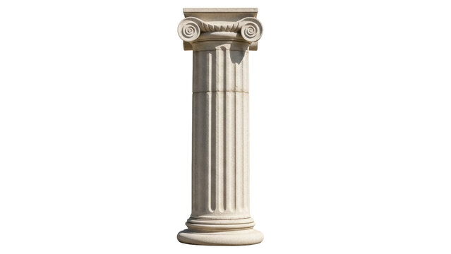 Ancient Greek column isolated PNG on transparent background, classical architecture element for historical designs and educational projects