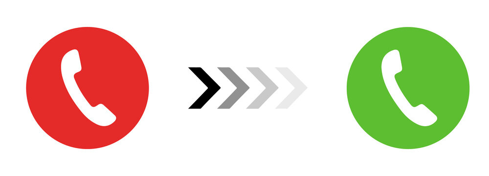 Red to green phone icon transition representing call action or status change isolated on transparent background