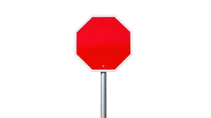 Red stop sign isolated PNG on transparent background, octagon shape traffic sign for road safety and transportation © Ryan