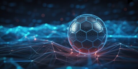 Dynamic 2026 Soccer Football World Cup Theme with Futuristic Hexagon Design and Vibrant Blue Lighting for Sports Marketing and Event Promotion