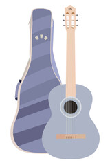 Acoustic guitar with soft case illustration isolated on transparent background