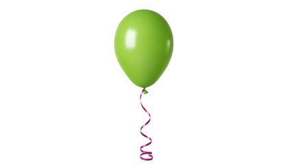 Bright green balloon with ribbon isolated PNG, party decoration for birthday celebration and festive events on transparent background © Lily