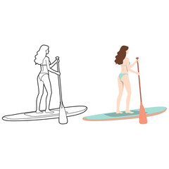 Paddle Boarding Illustration.