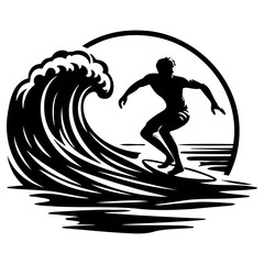 Man Surfing Silhouette.