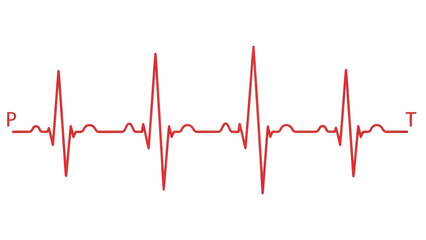 Red ECG heartbeat line isolated PNG, medical cardiology rhythm graph for healthcare and emergency services design element on transparent background