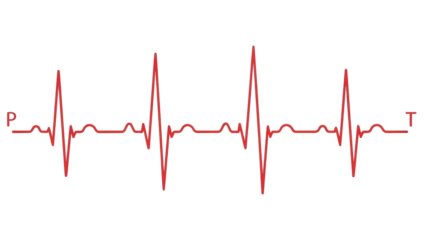Red ECG heartbeat line isolated PNG, medical cardiology rhythm graph for healthcare and emergency services design element on transparent background