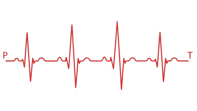 Red ECG heartbeat line isolated PNG, medical cardiology rhythm graph for healthcare and emergency services design element on transparent background