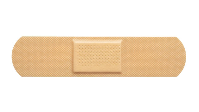 Adhesive bandage PNG isolated on transparent background, first aid plaster for wound care and medical treatment, skin tone