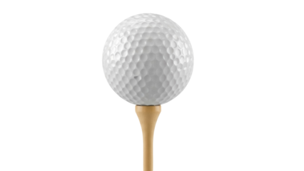 Golf ball on tee isolated PNG, sport equipment for golf course and golfing events on transparent background