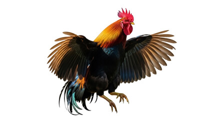 Majestic rooster with vibrant plumage PNG isolated on transparent background, farm animal clipart for design and educational use © Sophie