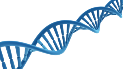 Blue DNA molecule isolated PNG, double helix structure for science, medicine, and genetic research on transparent background