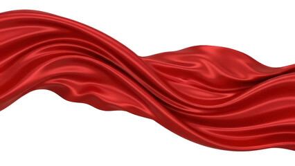 Elegant red silk fabric flowing isolated PNG on transparent background, luxurious textile material for fashion and design projects