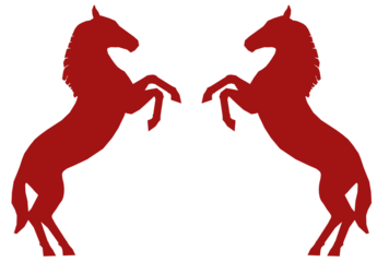 Silhouette Red Two Rearing Horse Symbol Animal Illustration Graphic Element