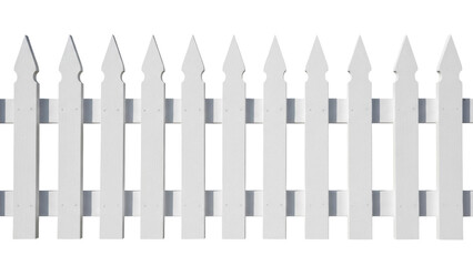 White picket fence PNG isolated on transparent background, classic garden border element for landscaping and home decor projects