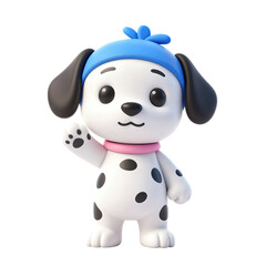 Naklejka premium Cute 3D dog character waving hand