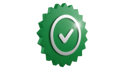 Green verified badge PNG isolated on transparent background, check mark symbol for social media and...