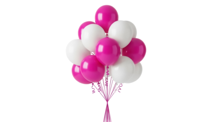 Bunch of pink and white balloons isolated PNG, party decoration for birthday celebration and festive events on transparent background