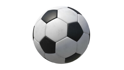 Classic black and white soccer ball PNG isolated on transparent background, traditional football equipment for sports and recreation © Sophie