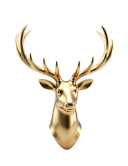 Naklejka premium Golden Deer Head with Large Antlers