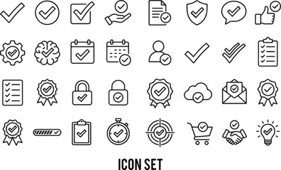 Checkmark icon set. Vector illustration.