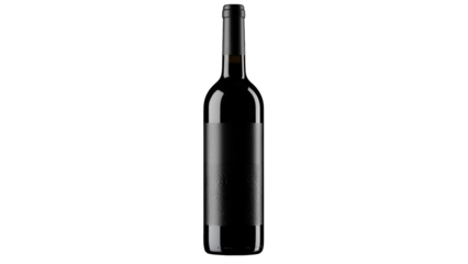 Elegant black wine bottle isolated PNG, dark glass bottle for alcohol beverage branding and product mockup on transparent background